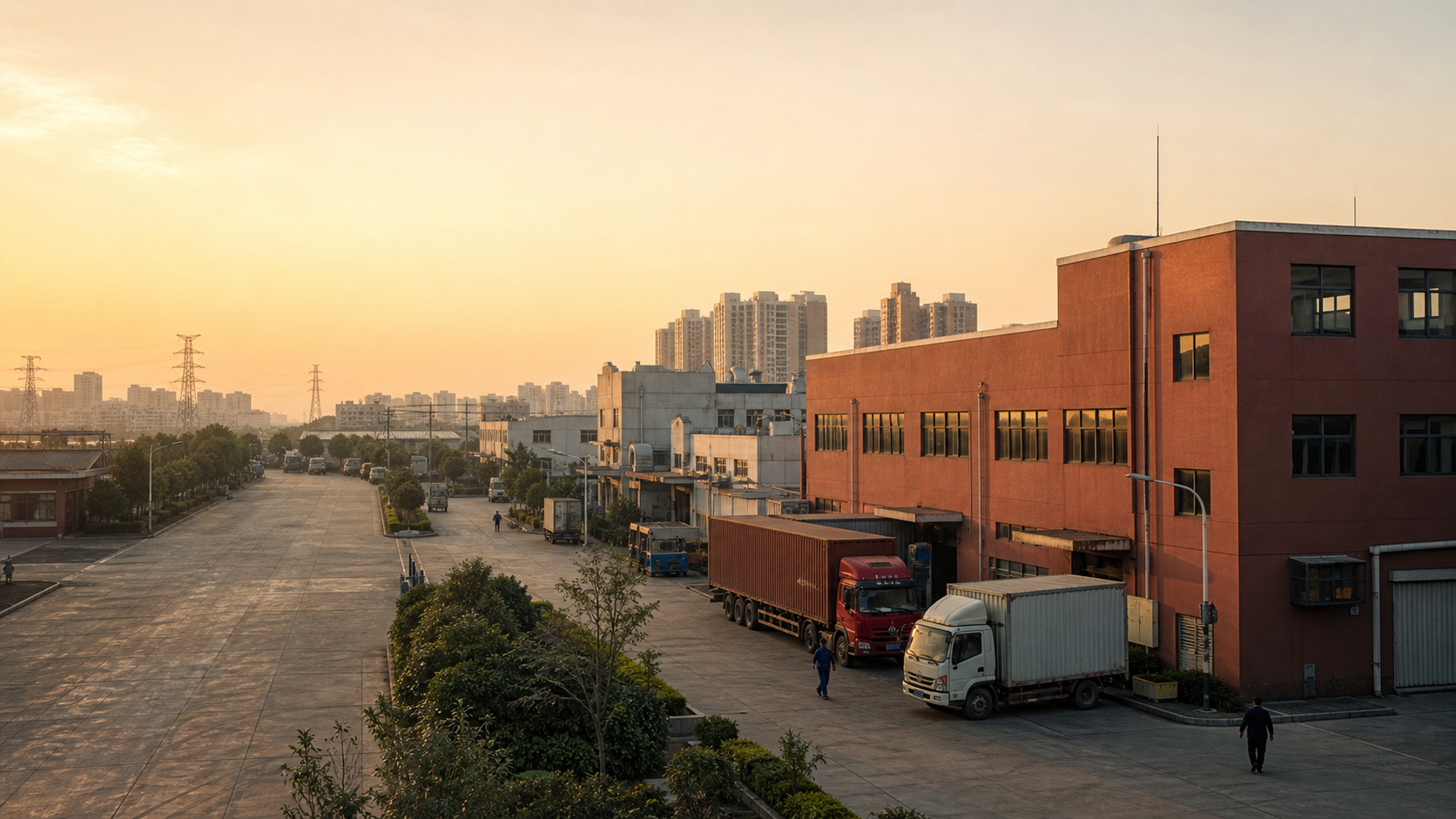 A Chinese industrial district at morning